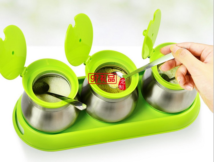 玻璃調(diào)味罐套裝 調(diào)味料瓶罐盒廚房用品儲(chǔ)物罐不銹鋼304食品級