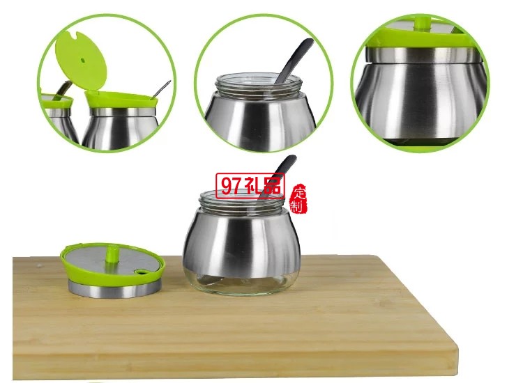 玻璃調(diào)味罐套裝 調(diào)味料瓶罐盒廚房用品儲(chǔ)物罐不銹鋼304食品級