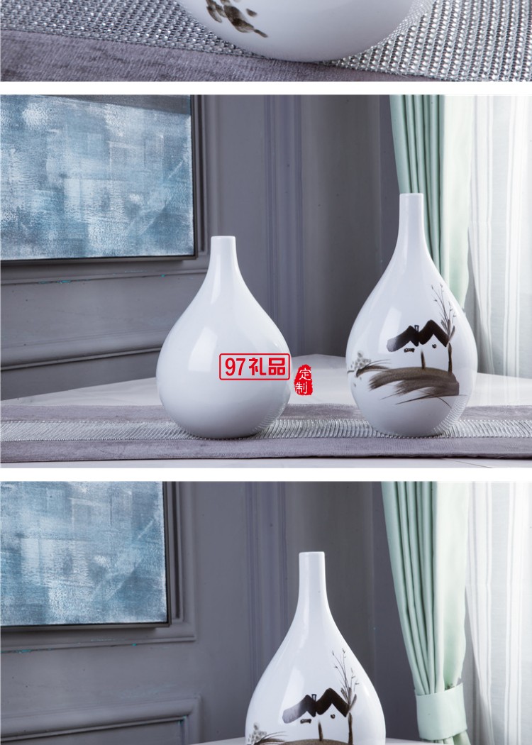 手繪鄉(xiāng)情陶瓷擺件 花瓶含托盤(pán)架 家居賓館酒店大廳開(kāi)張開(kāi)業(yè)展會(huì)用