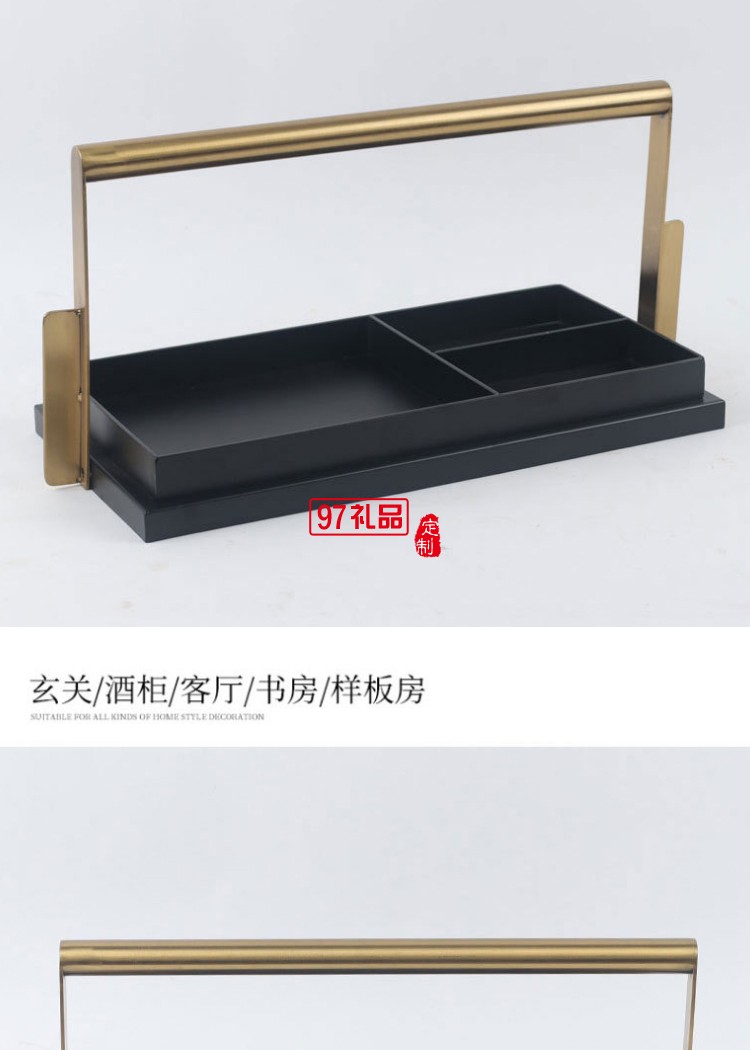 新中式創(chuàng)意客廳餐桌臥室托盤(pán)擺件酒店樣板房間軟裝配飾工藝品擺設(shè)