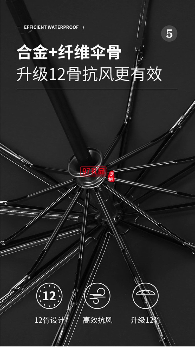新款12骨黑膠全自動(dòng)雨傘折疊商務(wù)晴雨傘三折遮陽(yáng)防嗮太陽(yáng)傘廣告