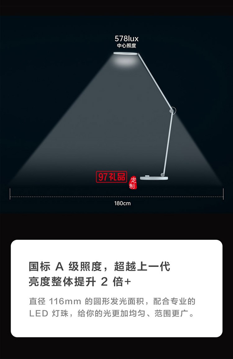 米家臺(tái)燈Pro LED智能護(hù)眼臥室學(xué)生書(shū)桌折疊床頭燈定制公司廣告禮品