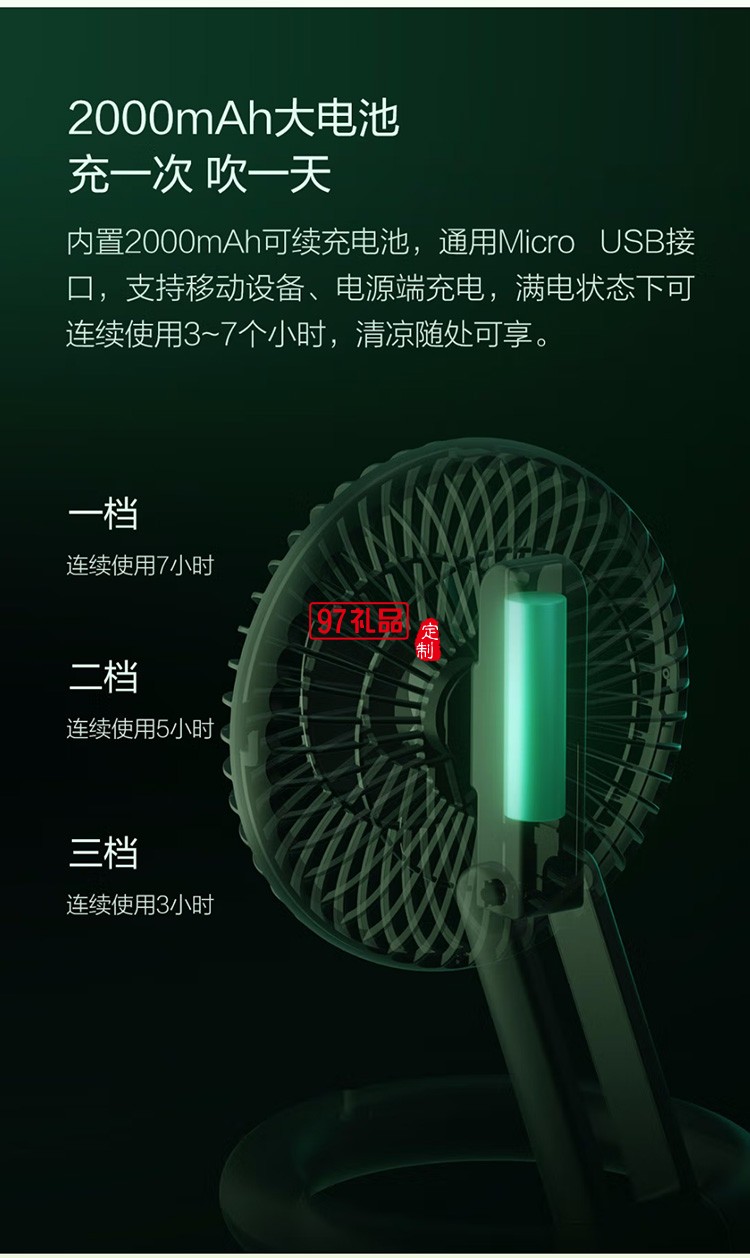 質(zhì)零電風扇折疊便攜式usb充電小風扇ZSC210611定制公司廣告禮品