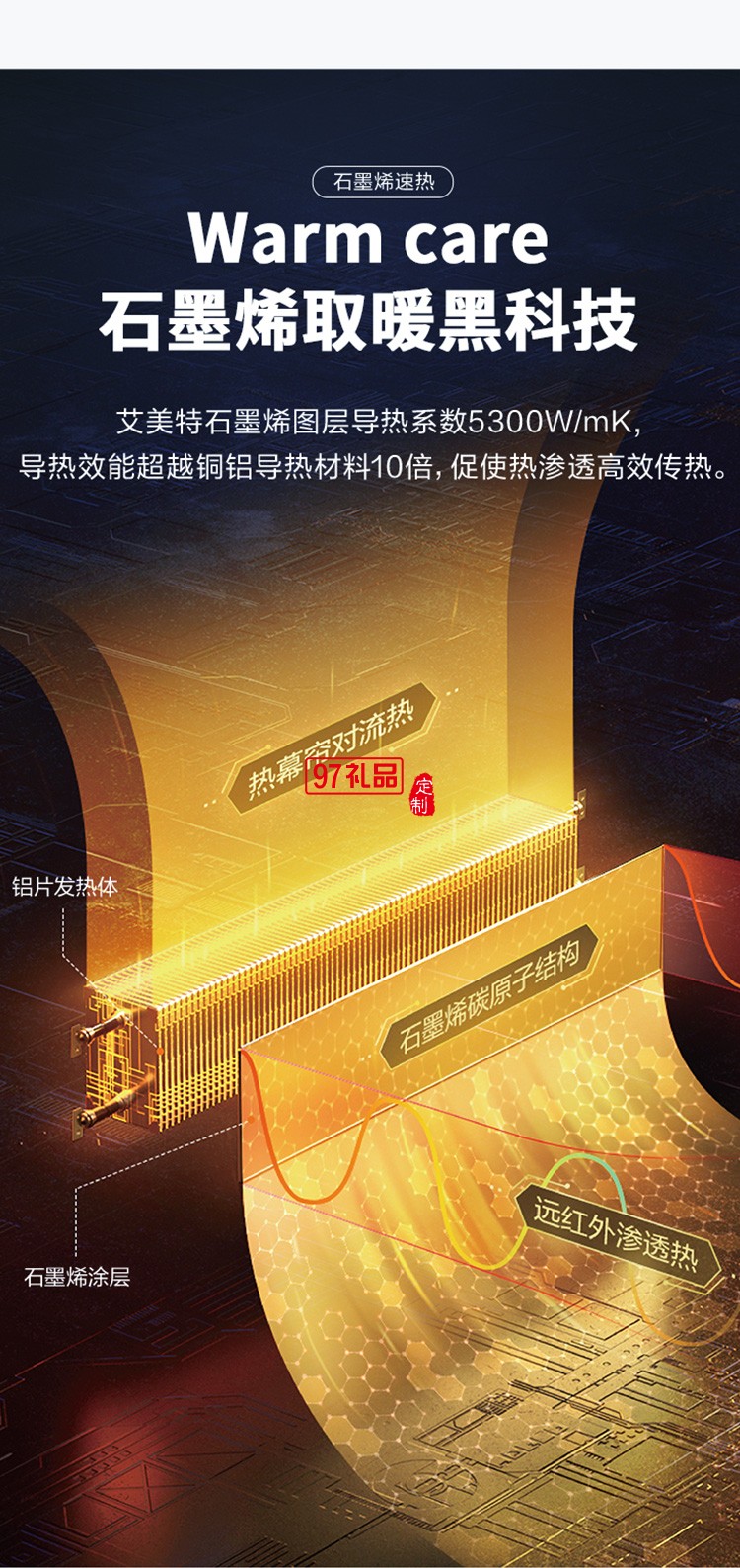 艾美特石墨烯發(fā)熱體 踢腳線(xiàn)取暖器 HD22-R36定制公司廣告禮品