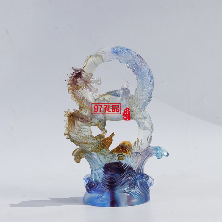 高檔琉璃水晶獎杯定制 商務禮品龍頭龍騰企業(yè)年會員工獎品禮品